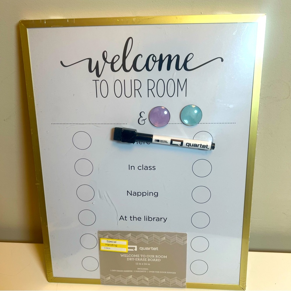 Quartet Welcome Dry Erase Board with Gold Frame